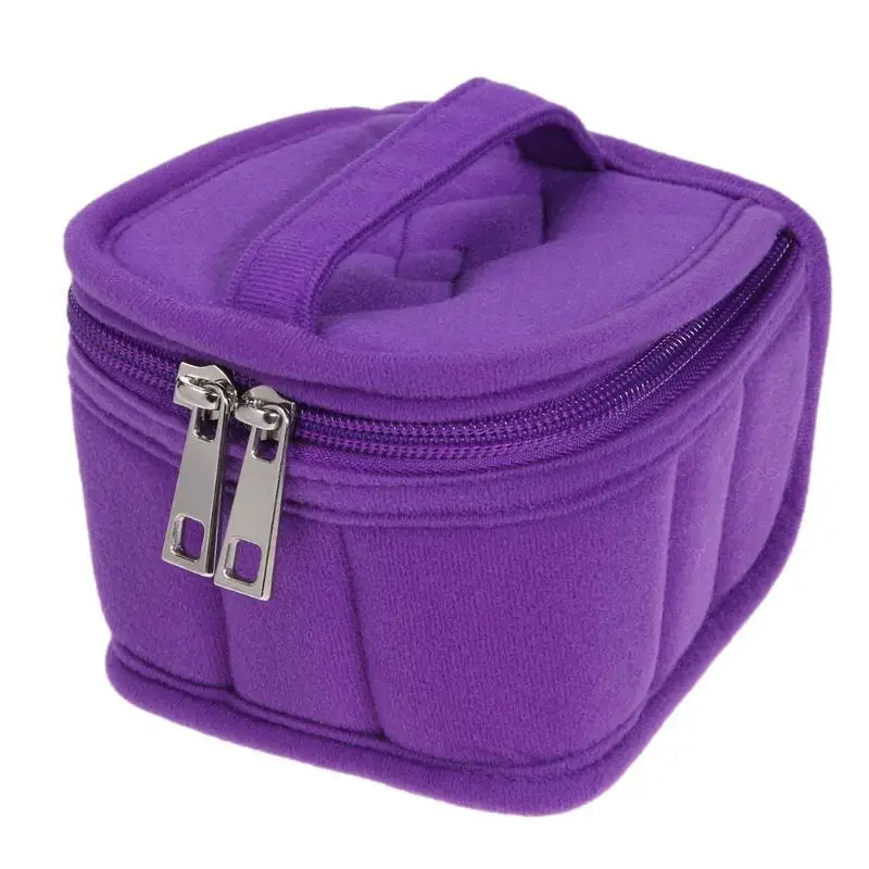 logo 9 holes elegant shockproof velvet small nail polish bag