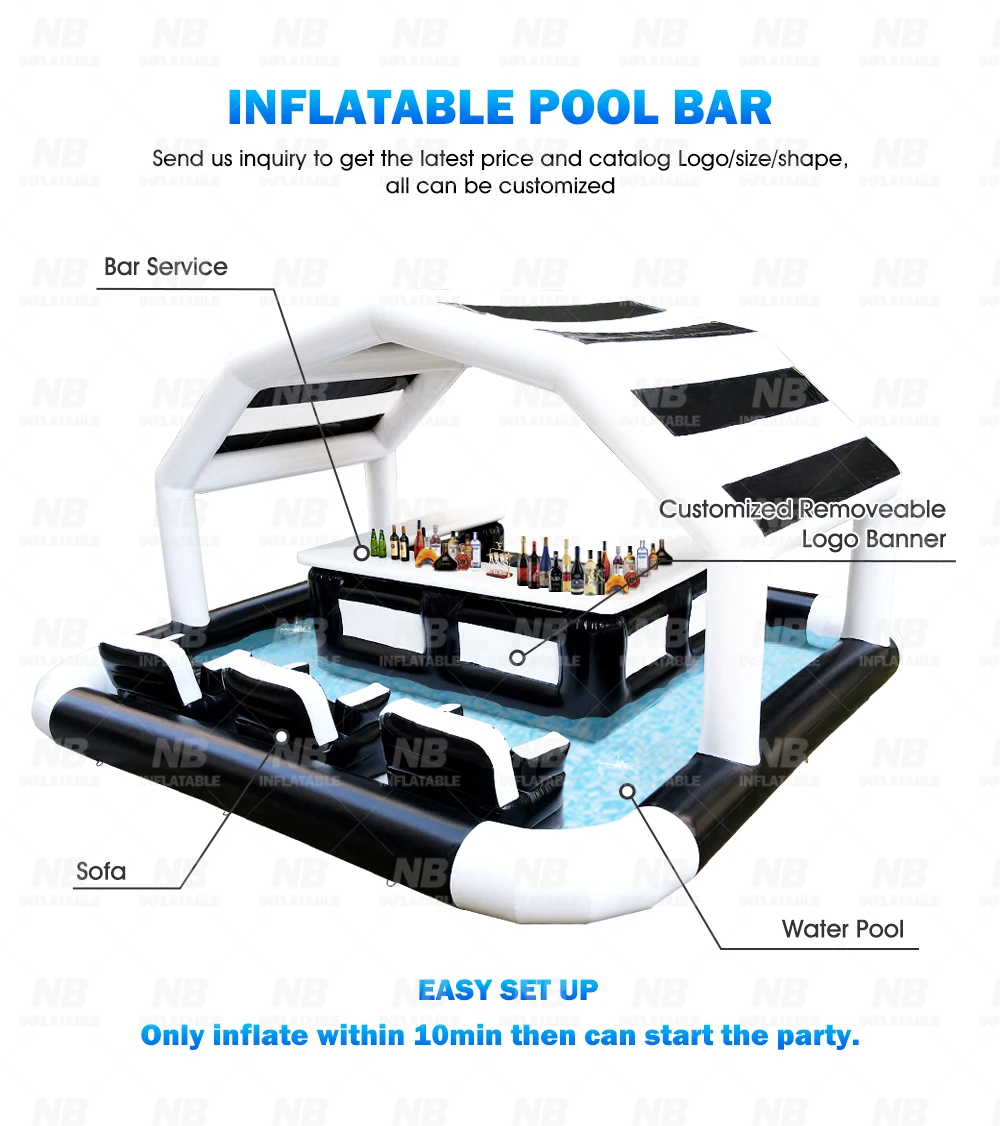 Outdoor Backyard PVC Pool Bar - Inflatable Bar Customized