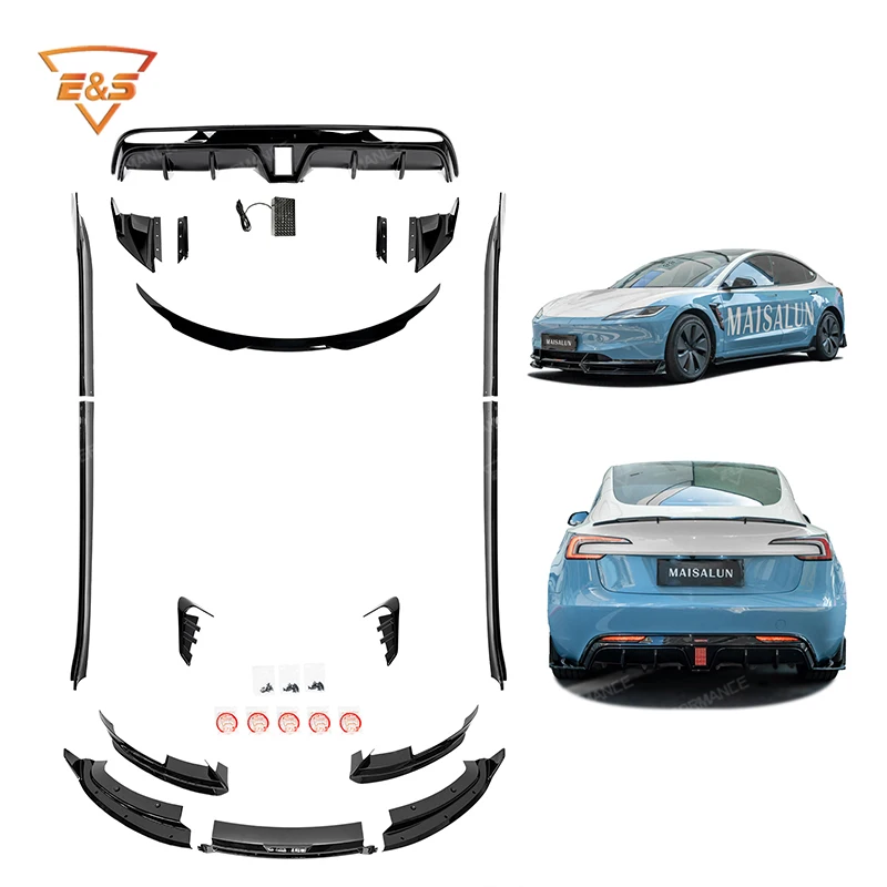 Maisalun Battle Edition Original Glossy Black / Carbon Look Body Kit For Tesla Model 3 Car