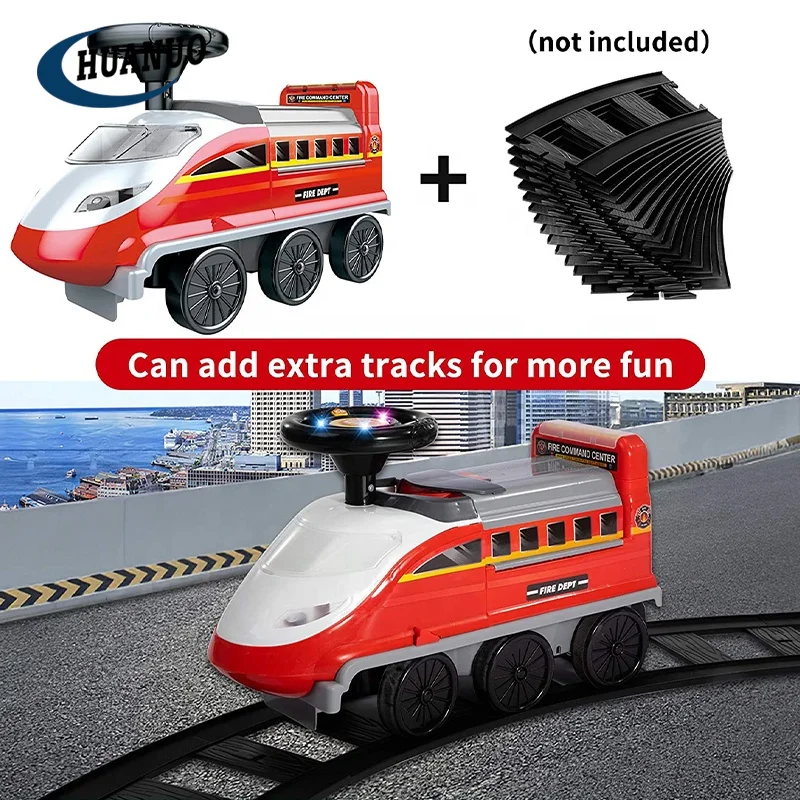 2in1 Electric Rail Train Fire Fighting Car Adventure Track Toys Set Deformation Child Ride on Toy Cars for Kids