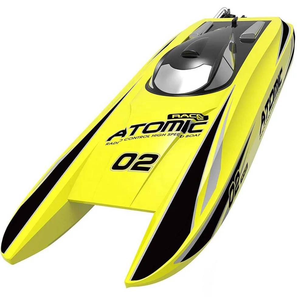 Atomic イエロー リモートコントロールボート大カスタム品 792-4 High Speed RC Boat - Electric Remote Control Boat for