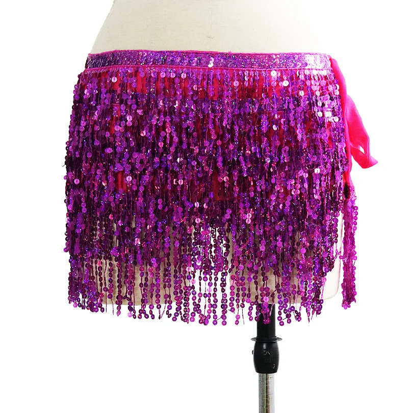 Female Show Costume Sequins Tassels Thailand/India/Arab Dancer Skirt Women Sexy Belly Dance Hip Scarf Wrap Belt Dancer Skirt