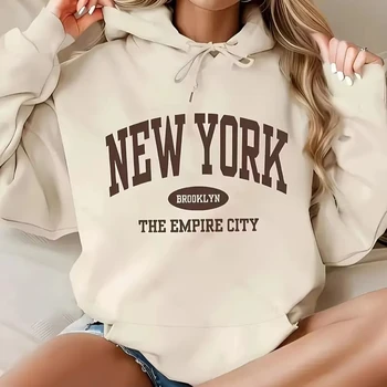 Custom square hoodie New York letter print heavy cheap girls casual fashion golf knit top winter fitness girls hoodie