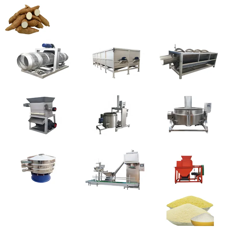 DZJX Cassava Gari Making Machine Garri Processing Production Line Garry Tapioca Garium Sulphate Farofa Poi Making Equipment