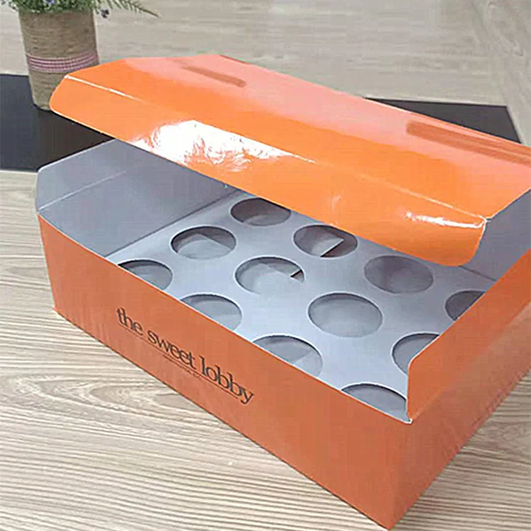Large Size Printing Logo Packaging 6 Hole Cake Box Corrugated Board Cupcakes Boxes  With Rigid 
