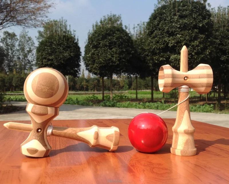 Пользовательский высококачественный 18,5 см Полосатый натуральный бамбук кендама для правшей