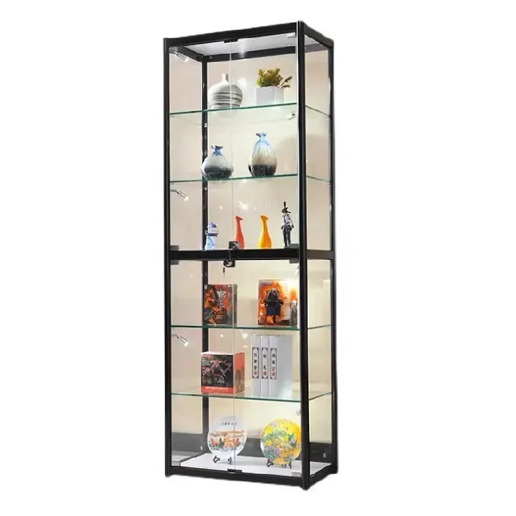 Tempered Glass Display Cabinet Aluminum Frame Upright Glass Display ...