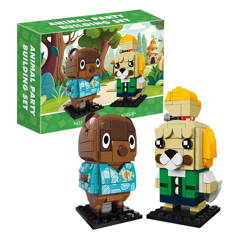 CAYI Animal Crossing Block Moc Square Head Anime Figure Assembled Building Block Sets DIY Nano Brick Educational Toys for kids