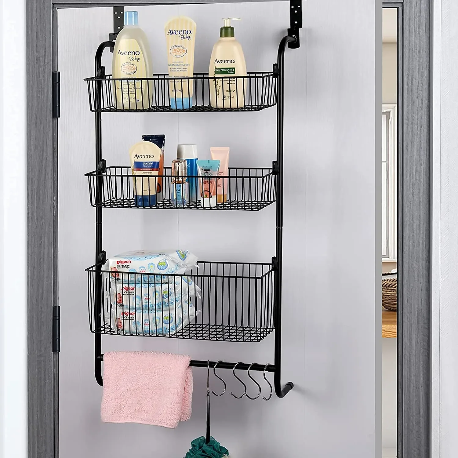 3 Tier Metal Wire Storage Rack - Efficient over-the-Door Organizer