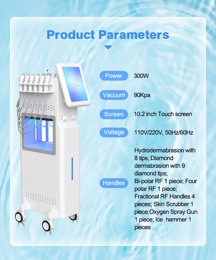 Professional 11 in 1 Hydro Dermabrasion RF Facial Spa Machine Hydra Abrasion Microdermabrasion Facial Mach