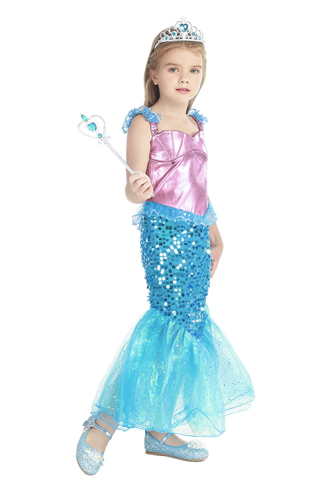 1012 Years Old Kids The Little Mermaid Ariel Princess Dresses