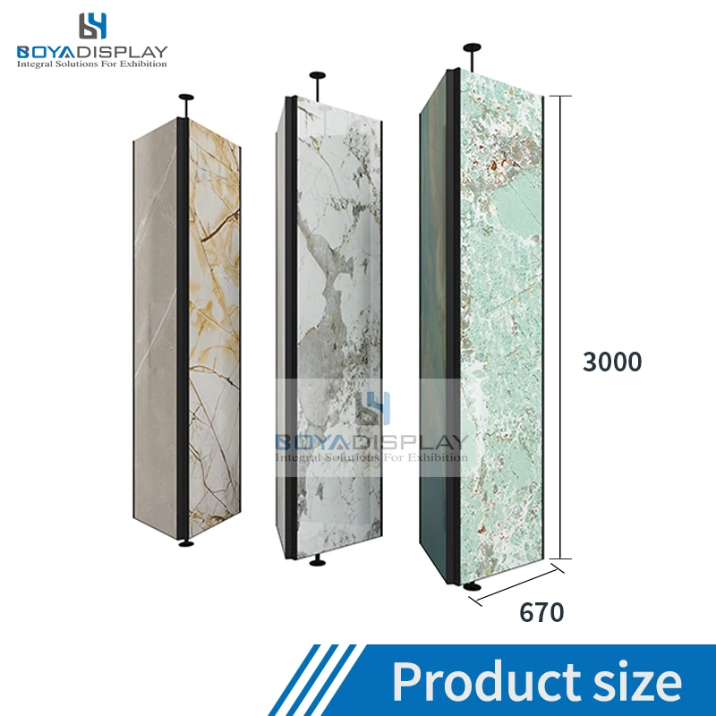 Boya Customized Size OEM/ODM Rotating Rotate Display PVC Slab Ceramic Tile Stone Display Rack for Showroom