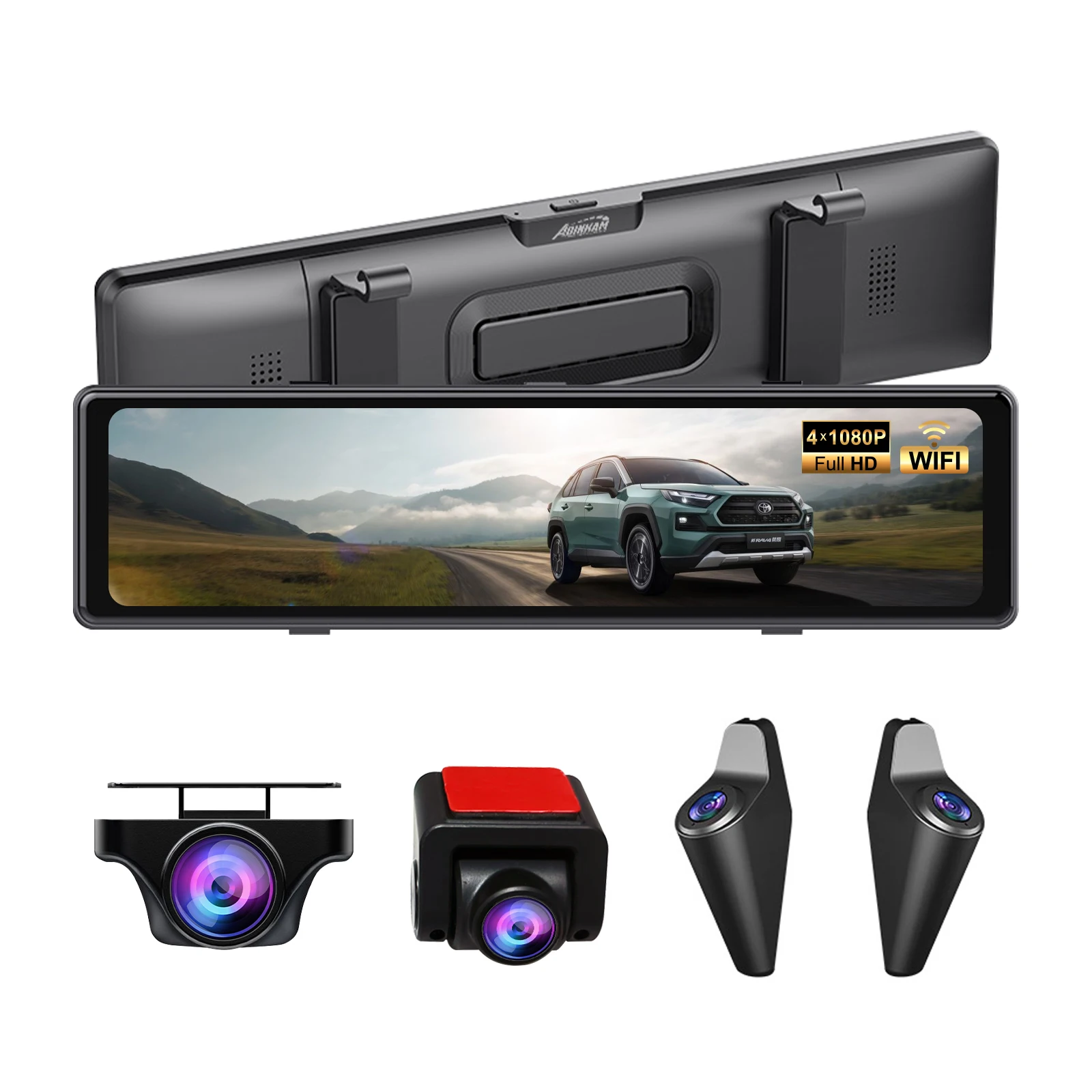 ADINKAM V28 4 Channel Mirror Dash Cam with WIFI Night Vision