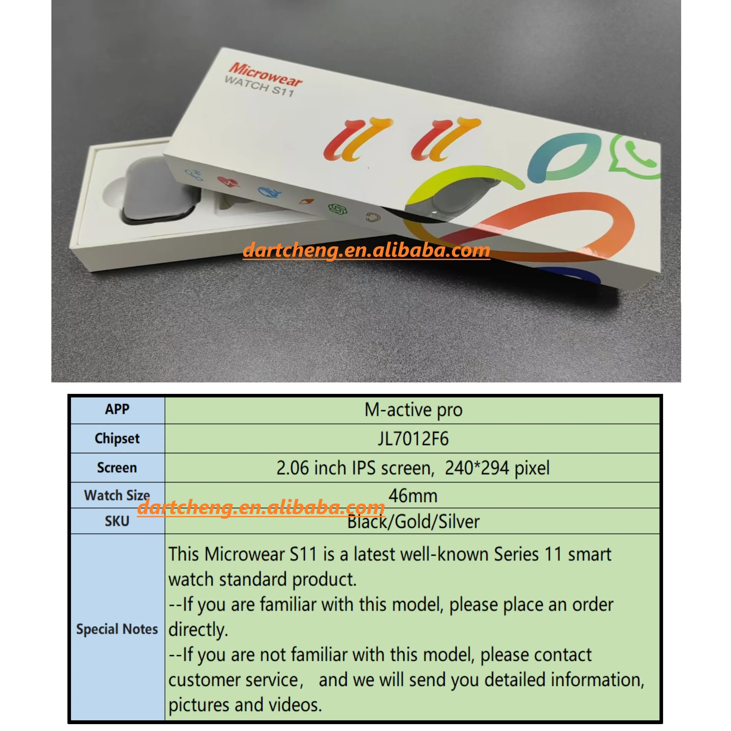 Perfect Series 11 Smartwatch 11th Microwear IWO S11 46mm I Serie 11 Ultra-thin M-Active aperçu 2