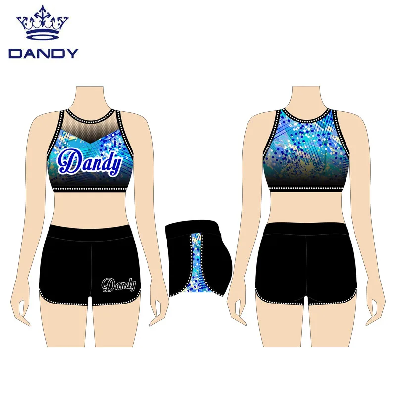 Dandy Custom Sublimation Women Kids Cheer Shorts and Bra Cheerleading  Practice Wear