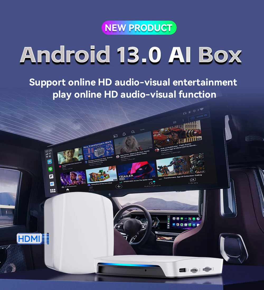 Full Android Ai Box 本体 TBOX-6225XJ TBOX UHD Carplay AI Box - 3 in 1 Wireless Carplay Adapter with