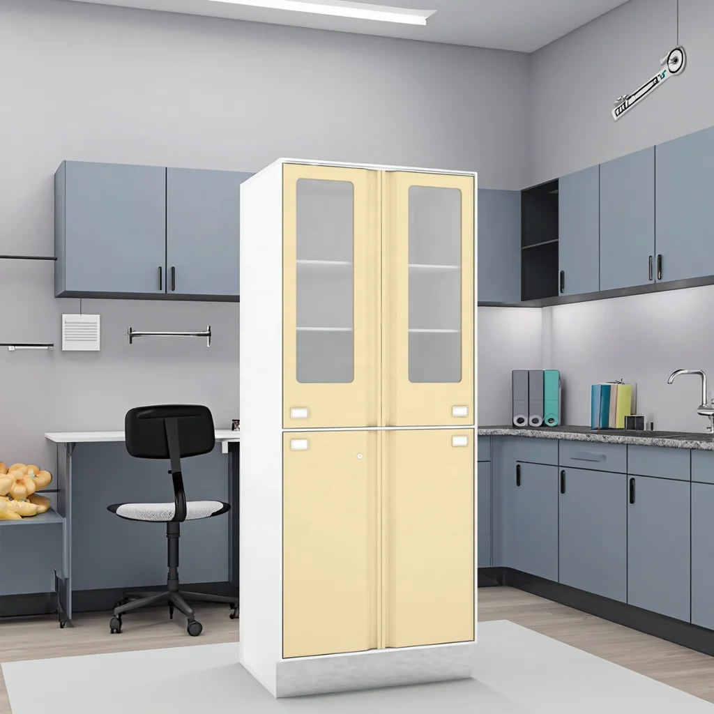 Hospital Supply Tower Cabinet System Stainless Steel Medical Instruments Medications Featuring Locking Glass Doors Pharmacy 5