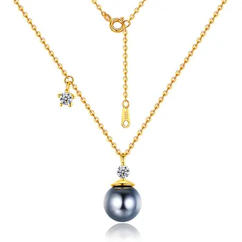 New Arrival YINSAKI 925 Sterling Silver One Pearl Necklace White Shell Pearl Black Shell Pearl Pendant 18K Gold Plated