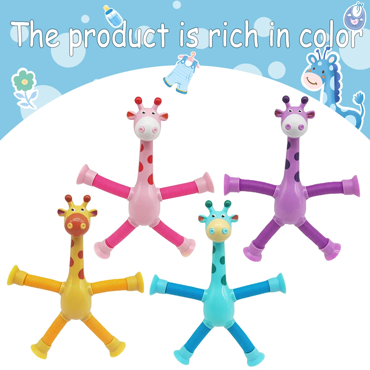 Giraffe Pop Tubes Sensory Toys Novelty Spring Fidget Toy Stretch Tube