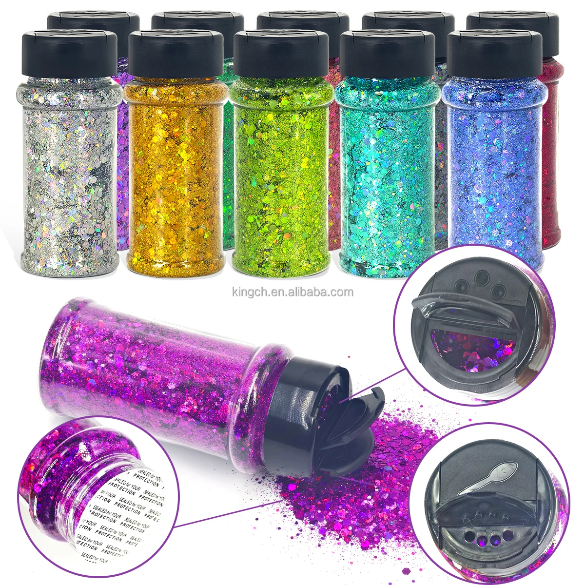 product holographic chunky glitter set 24 colors craft glitter for resin crafts tumblers nails body christmas halloween sequins flakes-4