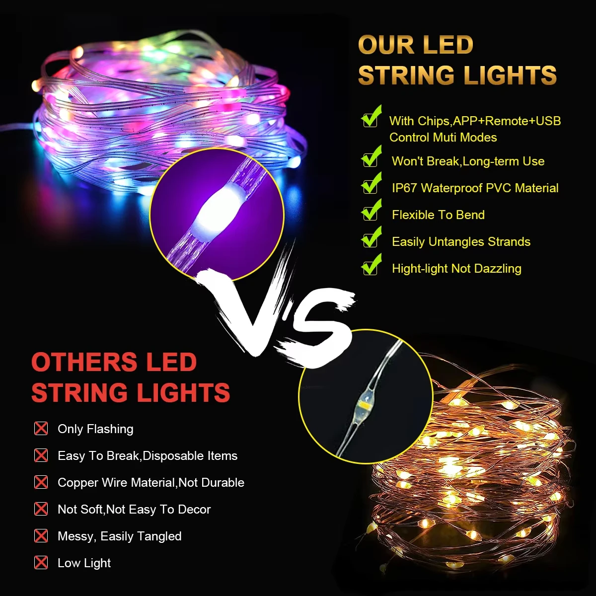 Wholesale 100 LED Smart String Lights Outdoor Patio Christmas Holiday Decorations Indoor Waterproof Starry Fairy Lights Lights