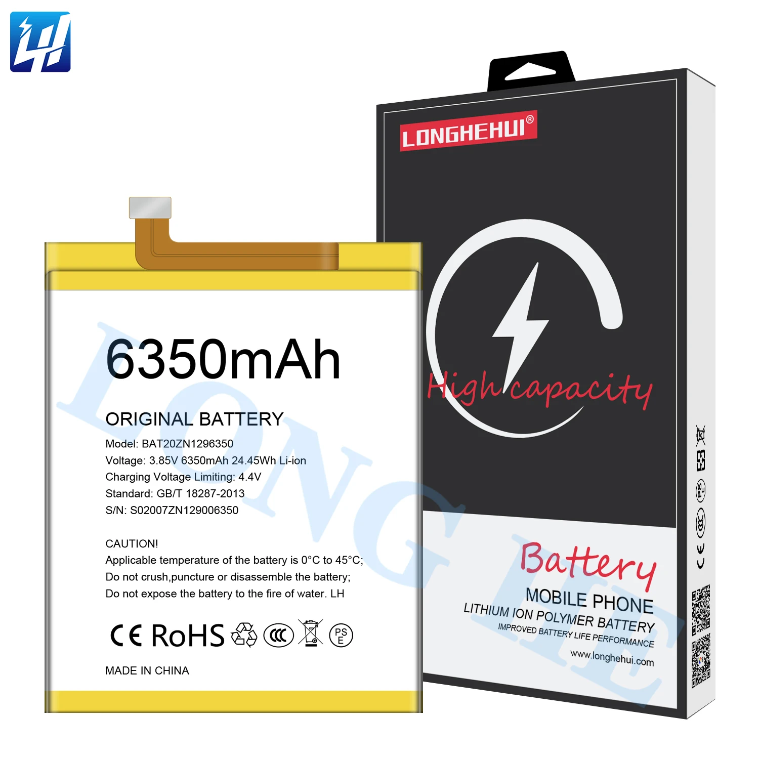 Batteria Di Ricambio 6350 MAh BAT20ZN1296350 Per Smartphone DOOGEE S96 Pro - Li-ion 3,85V