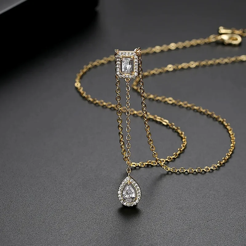 Elegant Droplet Pendant Necklace with Cubic Zirconia