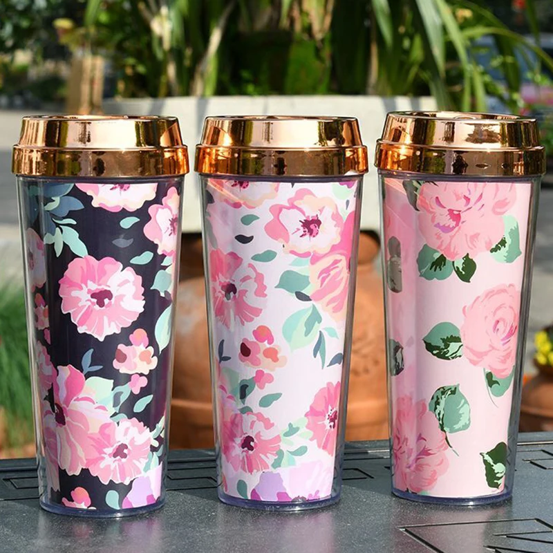 BPA Free Plastic 16OZ Mother's Day Travel Mug Coffee Tumbler Double Walled  Floral Design Paper Insert with Gold Lid| Alibaba.com