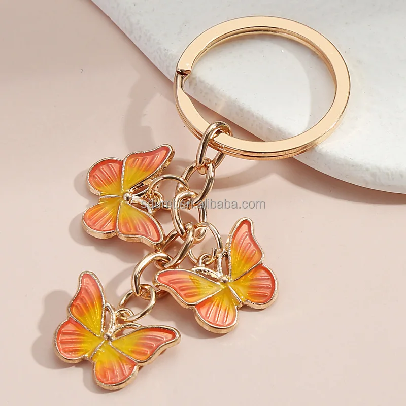 Fashion Simple Key Ring Bag Pendant Keychain Color Drip Butterfly ...