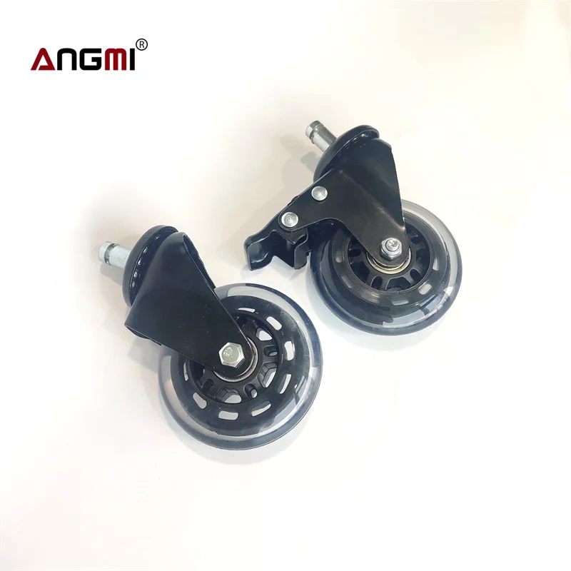 Замена 3 дюймов черный нейлон ПУ ролики для офисного кресла рупорное кольцо стволовых шарнирного соединения мебели колесики M11 * 20 с