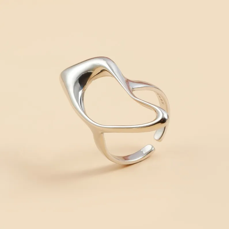 Instagram Fashion Light Luxury 18k Gold Geometric Shape Trendy Adjustable Opening Ring for Women