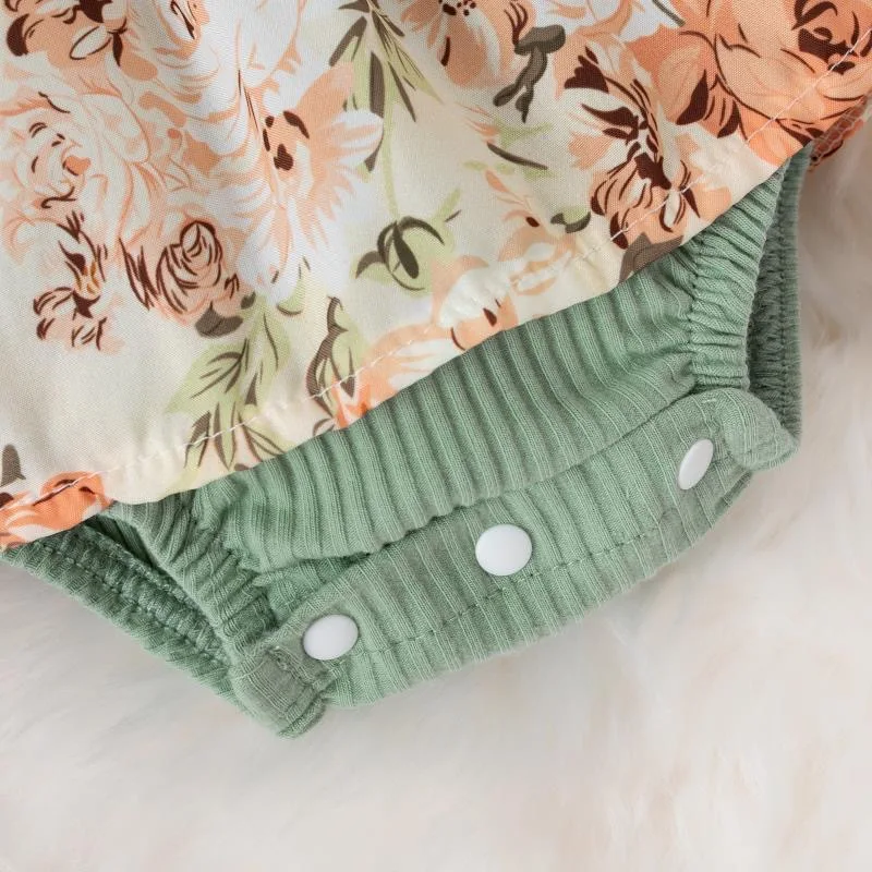 Hot Sale Summer Baby Girls Short Sleeve Romper Dress Infant Flower Jumpsuit With Hairband Fashion Baby Newborn Princess Clothes