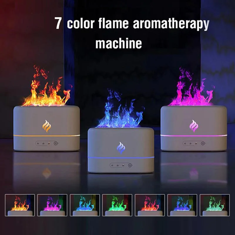 Gadgetoo Portable Cool Mist Usb Led Change Color Room 7 Colors Aroma Essential Oil Diffuser H2O Fire Flame Air Humidifier