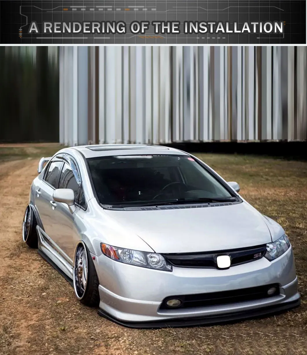 JS Style Car Body Kit for Honda Civic 2005-2008 - Front Lip, Side Skirt ...