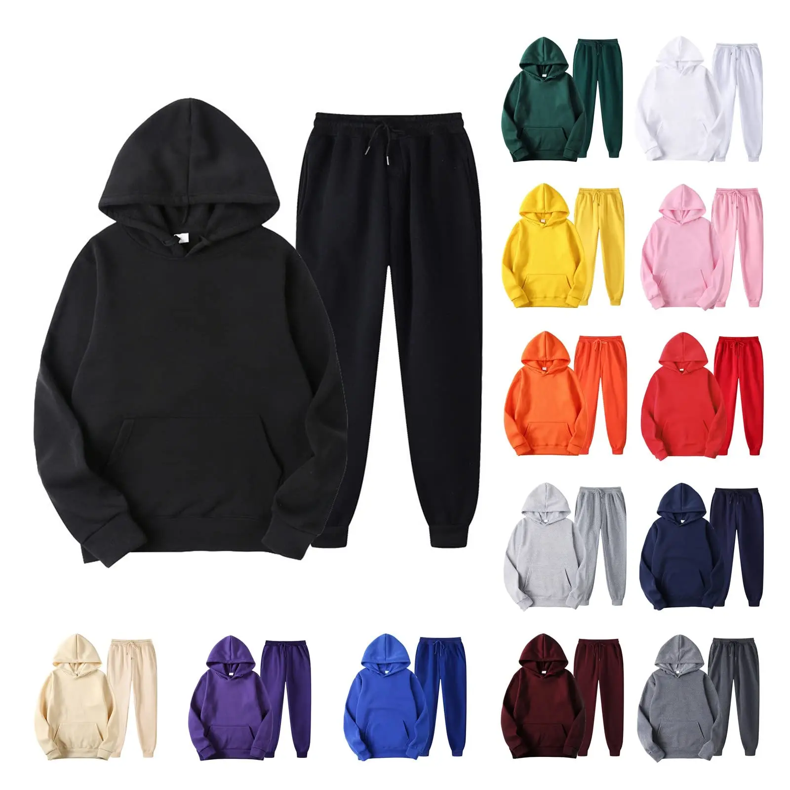 2pcs Outfits Men's Sports Tracksuits Long Sleeve Hoodies Sweatshirt And ...