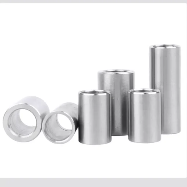 product factory customized 304 stainless steel nuts rose joint adapter round threaded sleeve rod bar stud round coupling connector nut-55