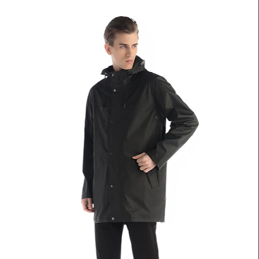 Black Long Raincoat 2020 Hot Sell Waterproof For Adult