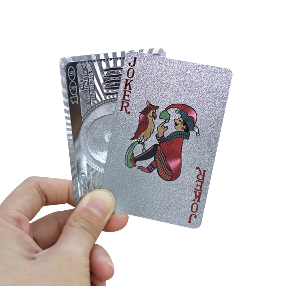 custom silver metallic plastic pvc poker cards for magic game