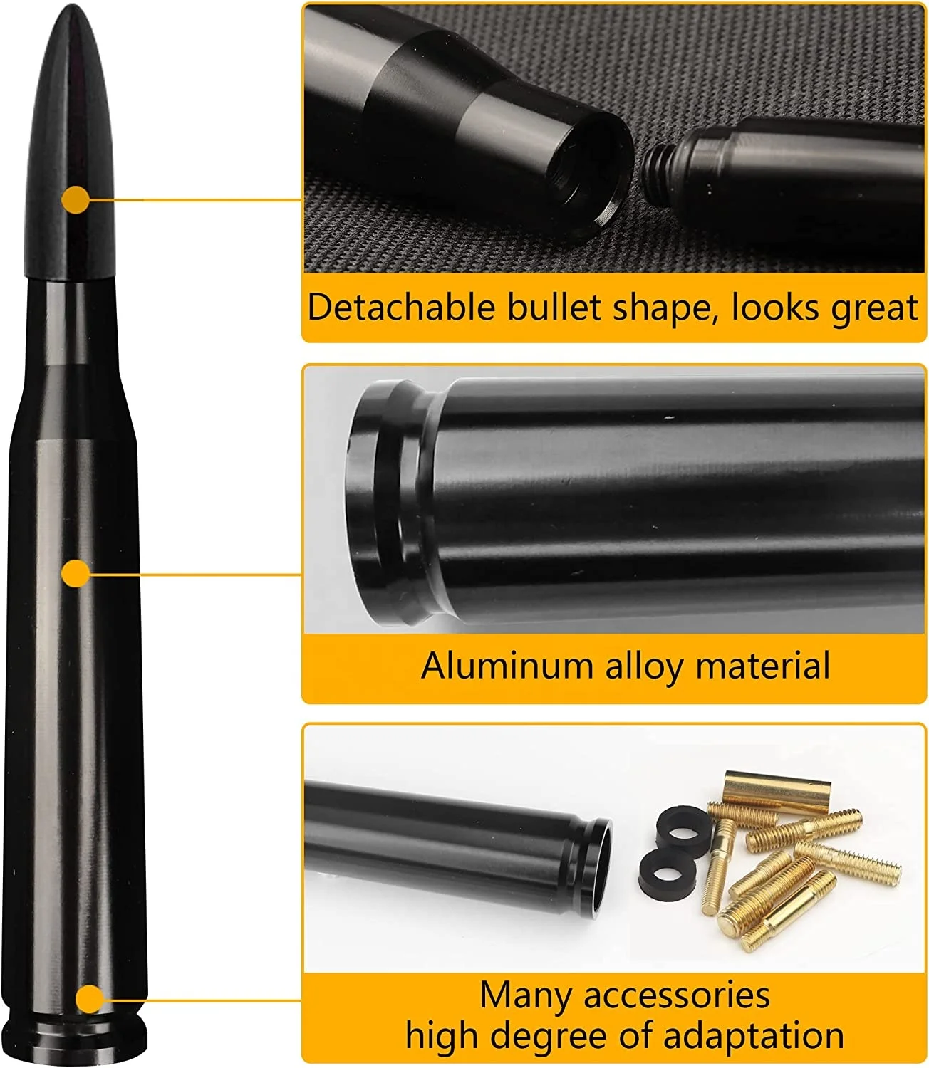 Refitted Car Off Road Accessories Customize Logo Antenna Bumper Cars Decoration Universal Car Bullet Antenna