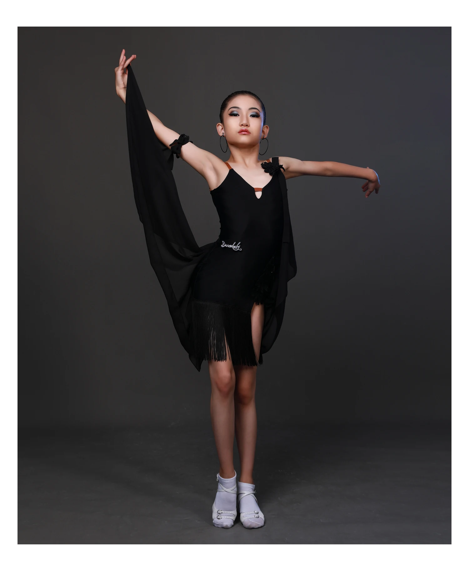 Black & White Latin Dance Dress - Perfect for Performance