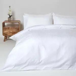 Luxury High Quality White Cotton Hotel Bed Linen Set Durable Easy-Care 200TC Eco-Friendly All-Season Duvet Cover Bed Sheet Set