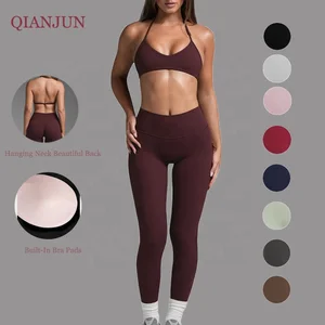 High Quality Custom Logo Gym Fitness Sportswear Sets Sports Bra & Leggings Set Four-Way Stretch Workout Active Wear Suit