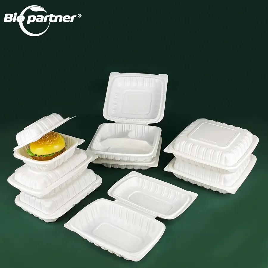Customized Logo Restaurant to Go Carryout MFPP Clamshell Hinged Food Container Disposable Plastic Disposable Lunch Box Togo