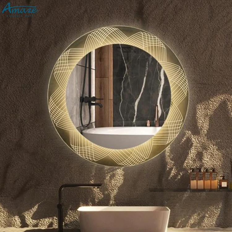 Modern bathroom Intelligent defogging round mirror wall mounted LED smart mirror customizable wholesale makeup mirror