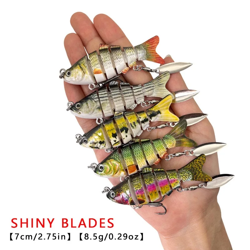 Wholesale 7cm 8.5g Shiny Blade 6 Segmented Bass Swimbaits ABS Plastic Hard  Bait Freshwater Fishing River Lake