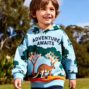 Custom Printing Boys Girls Cartoon Printed Oversized Drop-shoulder Sweatshirt Baby Kids Long Sleeves Cotton Hoodies Pullover