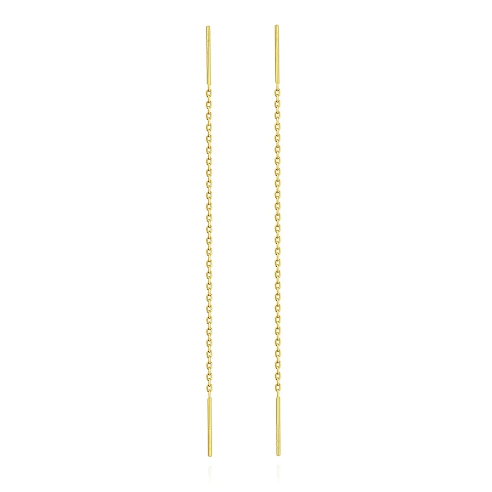 New Trendy 18k Gold Plated Needle Thread Earing 925 Sterling Silver