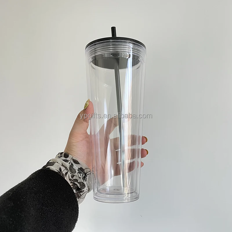 Pre- Drilled Double Wall Tumbler, Clear Lid/Straw – REMA