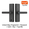 Tuya BLE + ลายนิ้วมือ + รหัสผ่าน + บัตร + กุญแจ