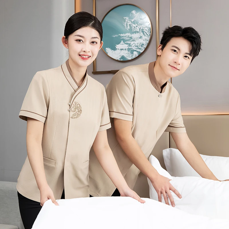Wholesale Bulk Price Custom logo Bouquet Design Housekeeping Ladies Commercial for Cleaning Staff Hotel Uniform for Housekeeping